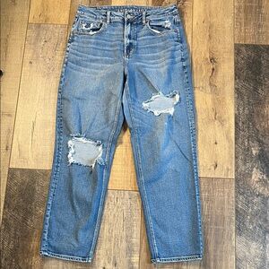 American Eagle Mom Straight Leg Distressed Jeans Size 12 Long